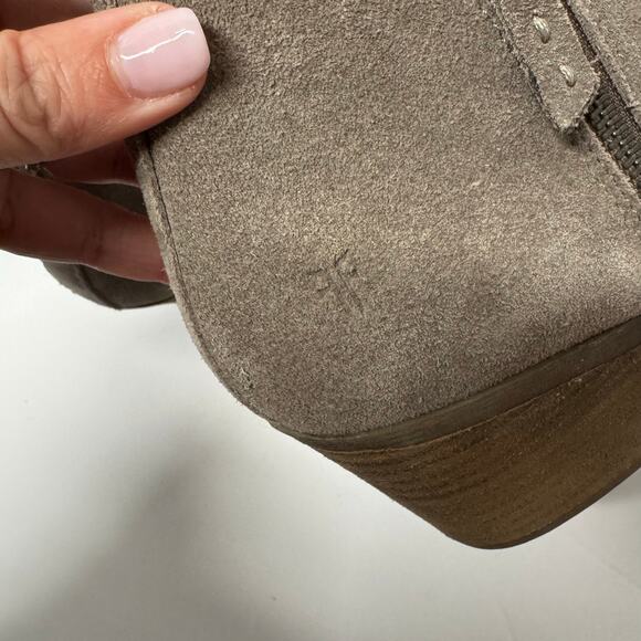 Frye Womens Judith Double Zip Suede Leather Ankle Bootie Taupe Gray Size 9.5M - Picture 8 of 11